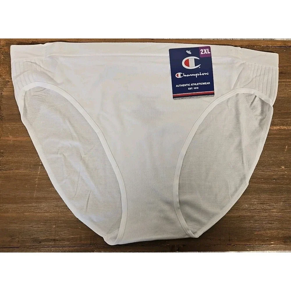 Champion Hi Cut Brief 2X Underwear Panties Sexy White Authentic Athleticwear NEW